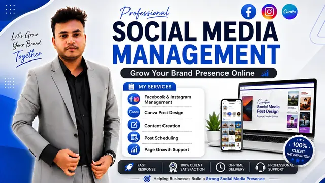 I will professionally manage your Facebook, Instagram and social media accounts