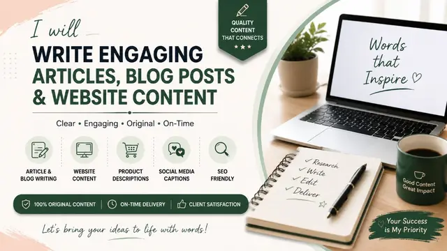 I will write engaging articles, blog posts and website content