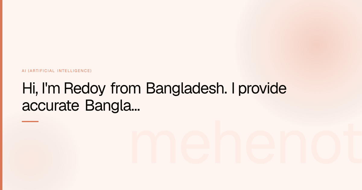 Hi, I'm Redoy from Bangladesh. I provide accurate Bangla typing, Data Entry, PDF to Word conversion, and Copy Typing services. I always deliver quality work on time and ensure client satisfaction.