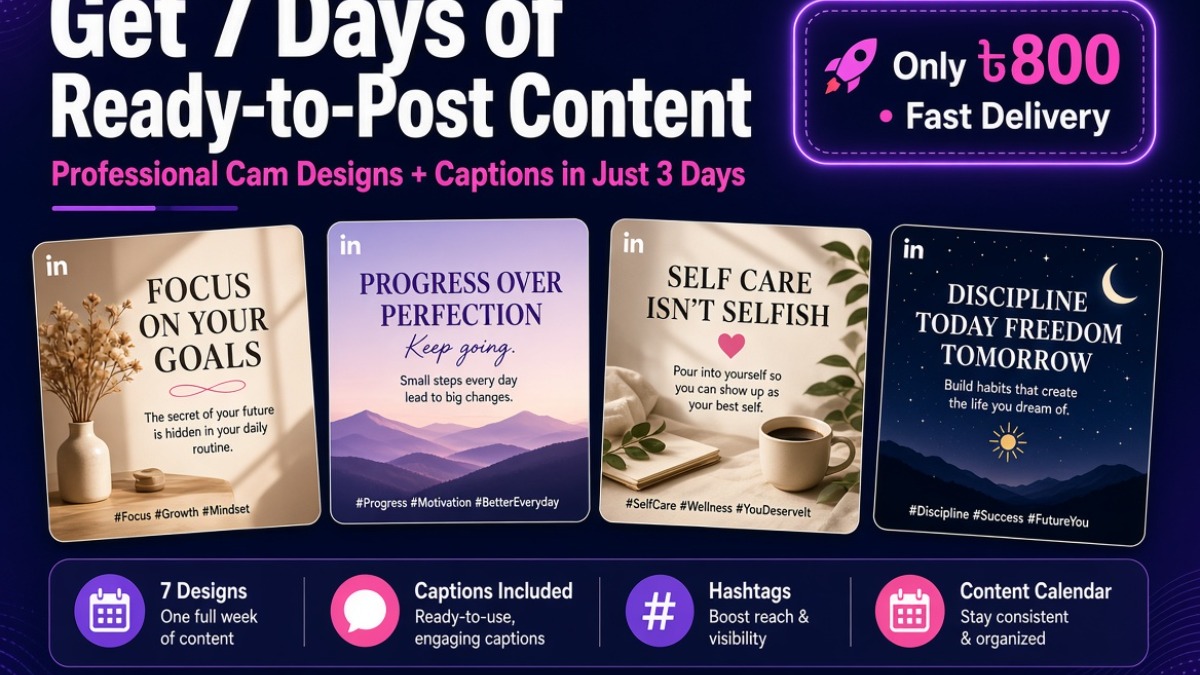 I will create a 7-day social media content pack with Canva designs and captions – Social Media Marketing on mehenot