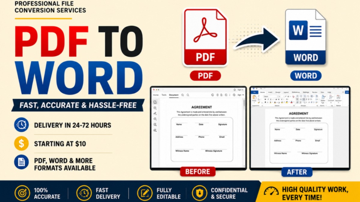 I will accurately convert scanned or editable PDFs into Microsoft Word documents