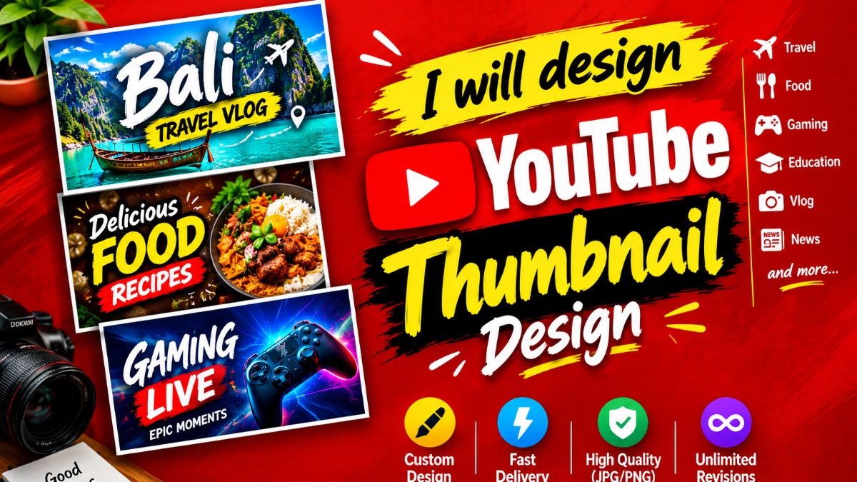 I will design custom YouTube thumbnails. – Graphic Design on mehenot