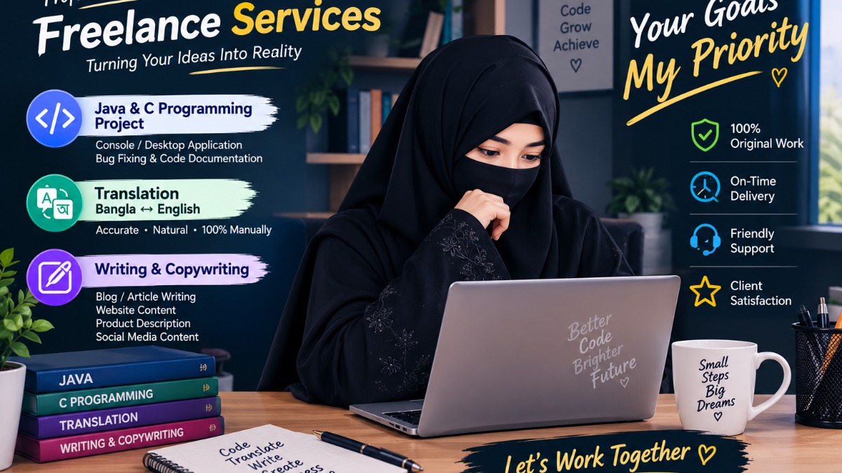 I will provide professional C/Java programming, article writing, and English to Bangla translation services – Writing on mehenot