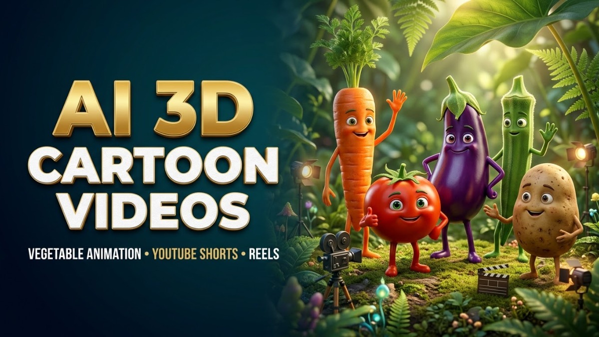 I will create 3D AI vegetable cartoon videos for YouTube Shorts