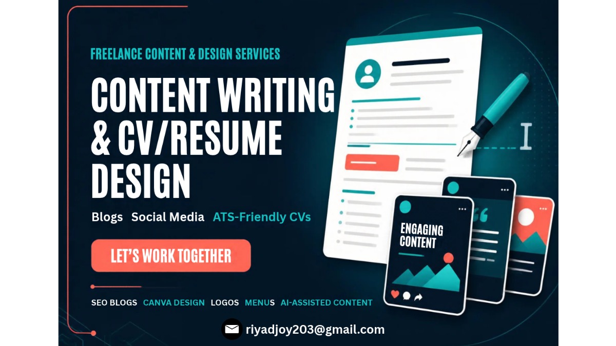 I will Write Content for your Social media/Blogs and Making CV and Resume for your JOB – Writing on mehenot